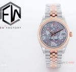 Copy Rolex Datejust 31 watch in 2-Tone Rose Gold Gray Dial Floral motif